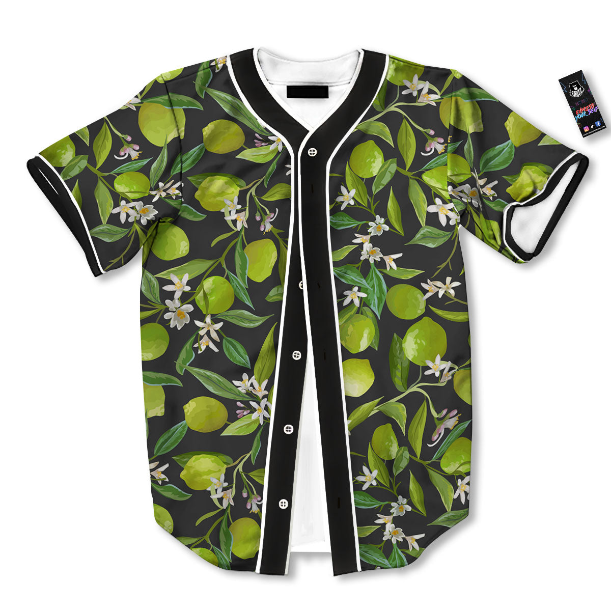 Lemon And Lime Print Pattern Baseball Jersey-grizzshop