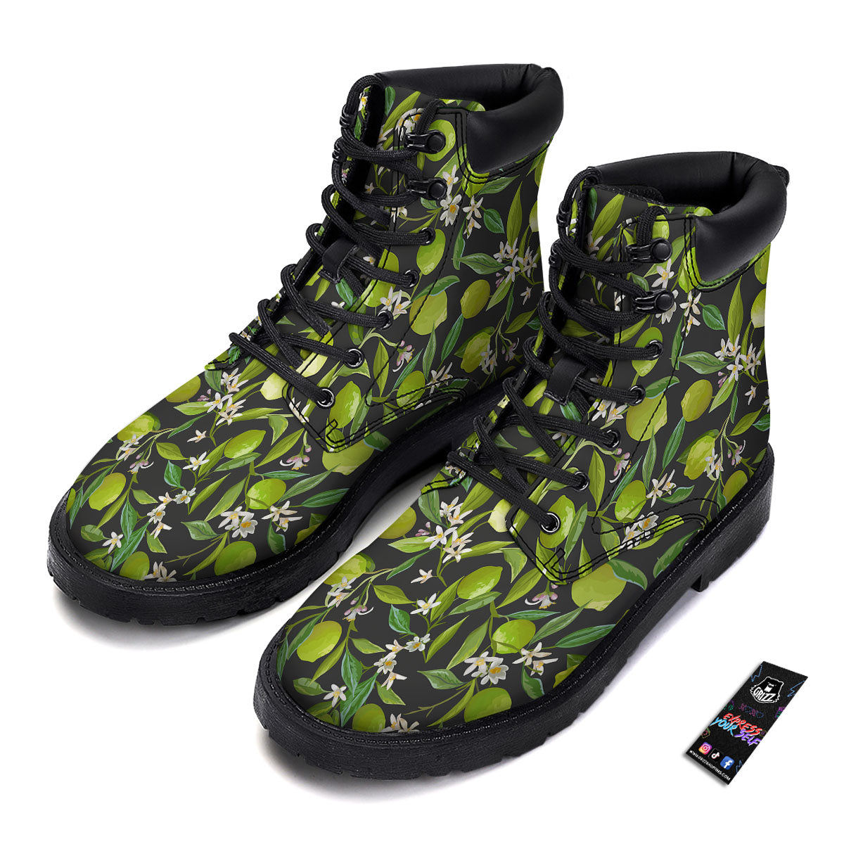 Lemon And Lime Print Pattern Boots-grizzshop