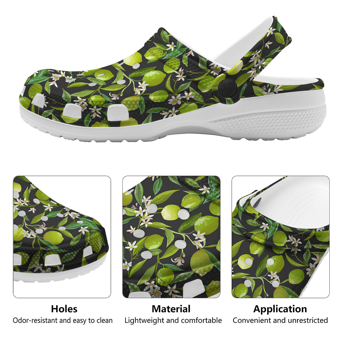 Lemon And Lime Print Pattern Clog-grizzshop