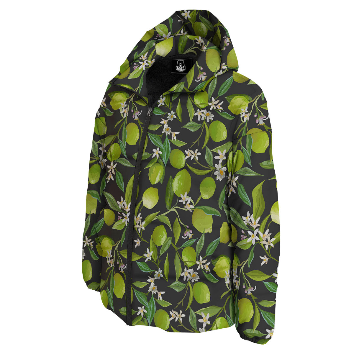 Lemon And Lime Print Pattern Down Jacket-grizzshop