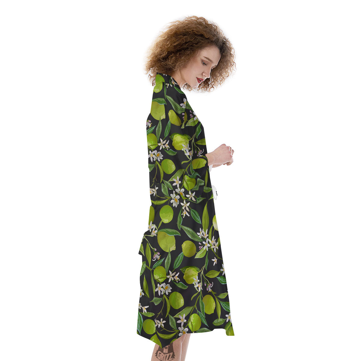 Lemon And Lime Print Pattern Kimono-grizzshop