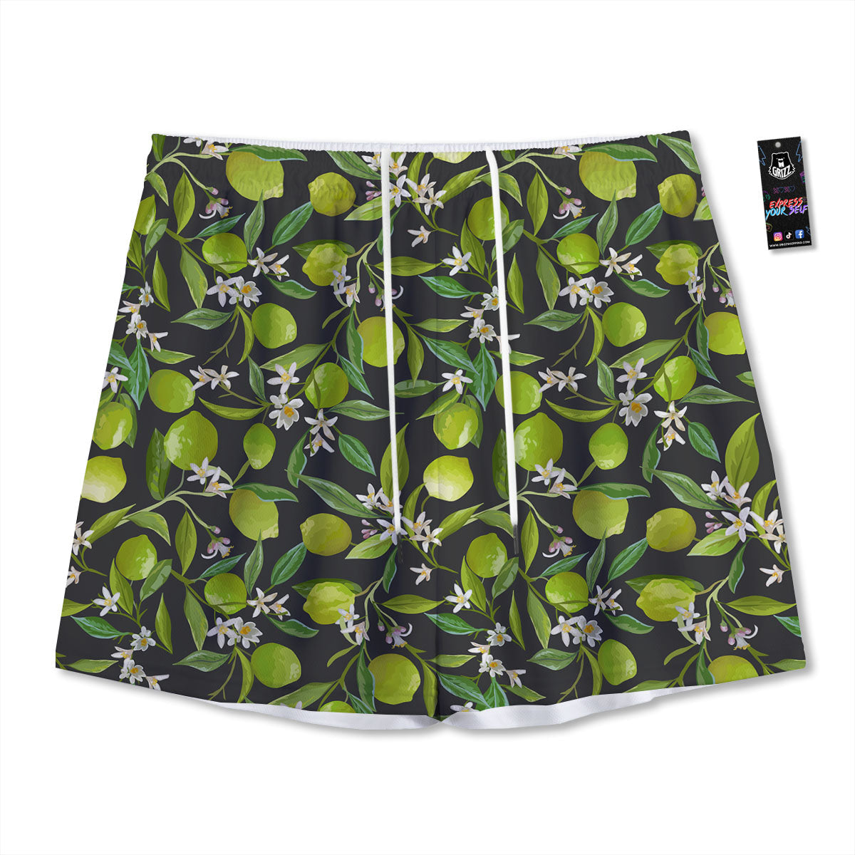 Lemon And Lime Print Pattern Mesh Shorts-grizzshop