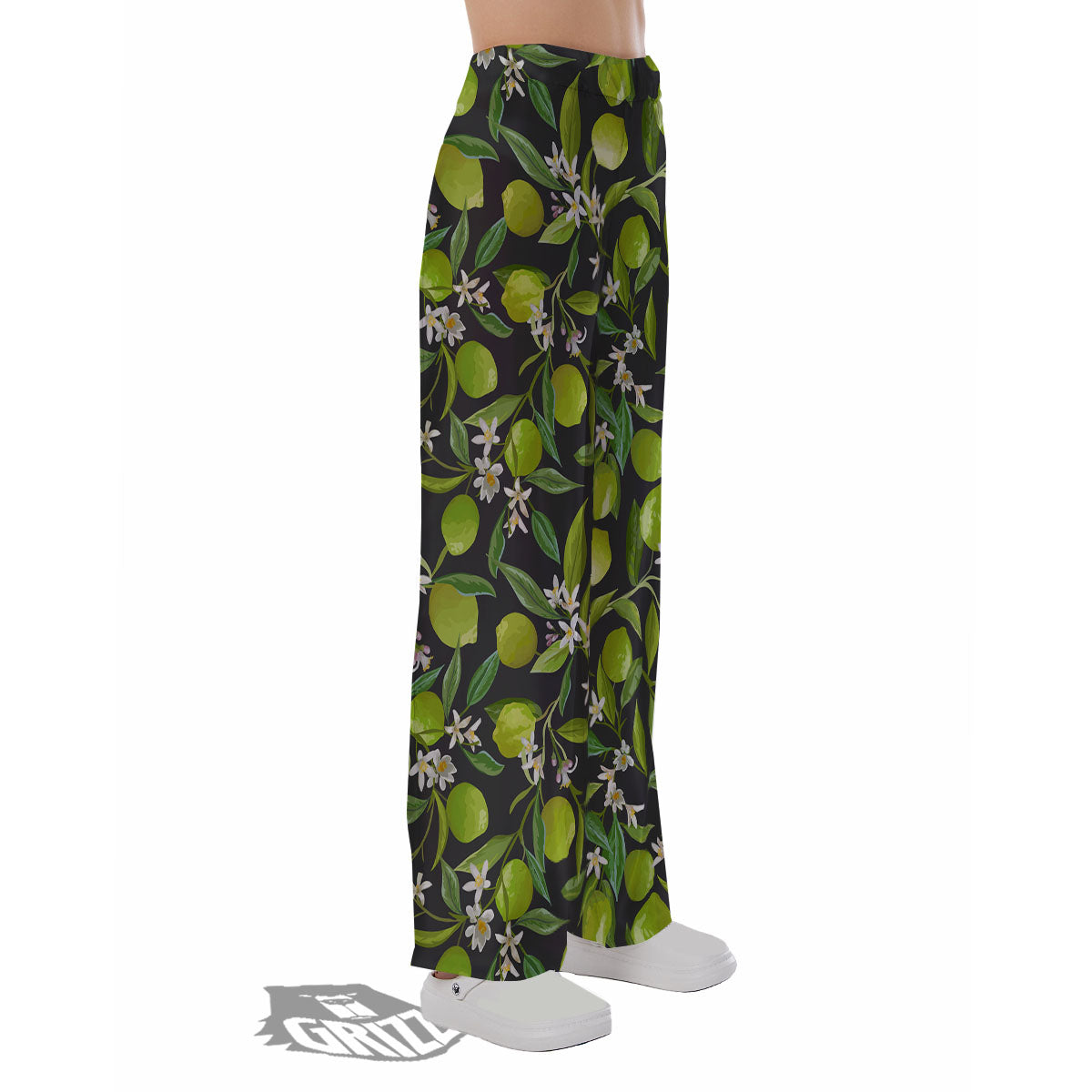 Lemon And Lime Print Pattern Pajama Pants-grizzshop