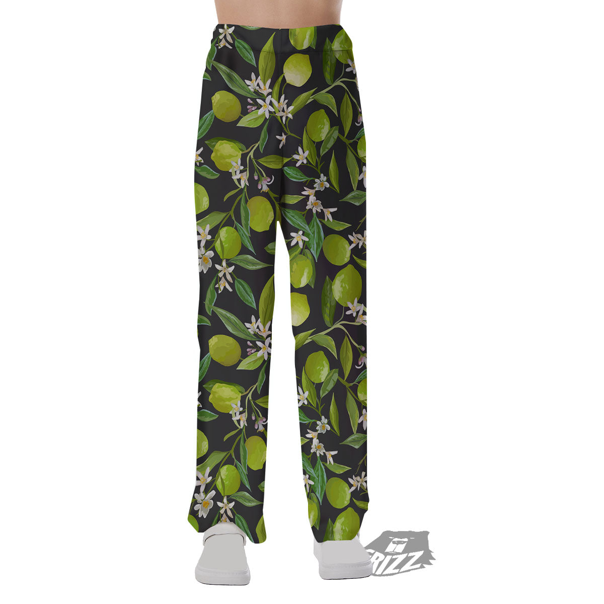 Lemon And Lime Print Pattern Pajama Pants-grizzshop