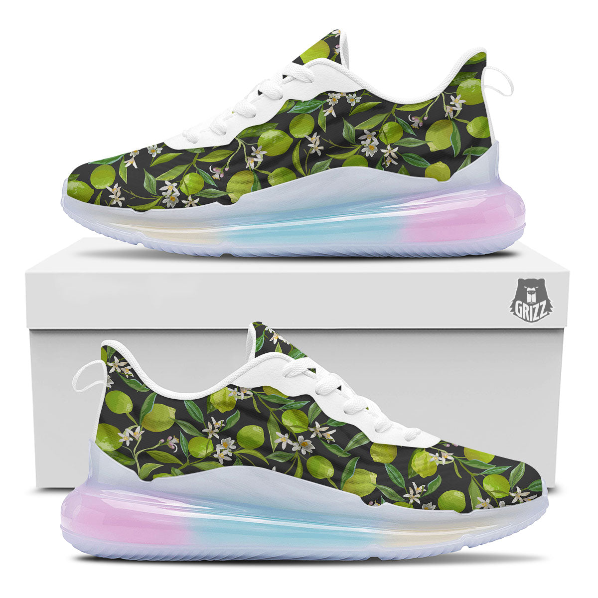 Lemon And Lime Print Pattern Running Sneakers-grizzshop