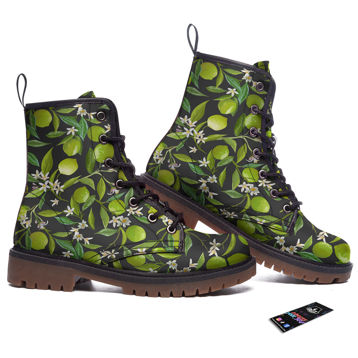 Lemon And Lime Print Pattern Work Boots-grizzshop