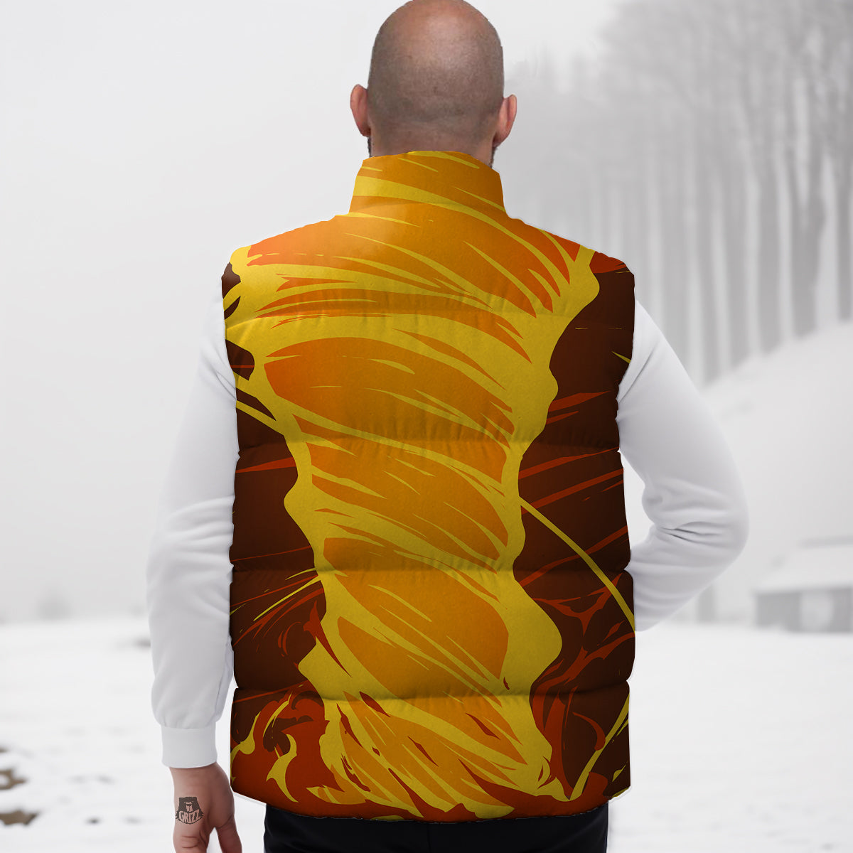 Lemon Pattern Print Down Vest-grizzshop