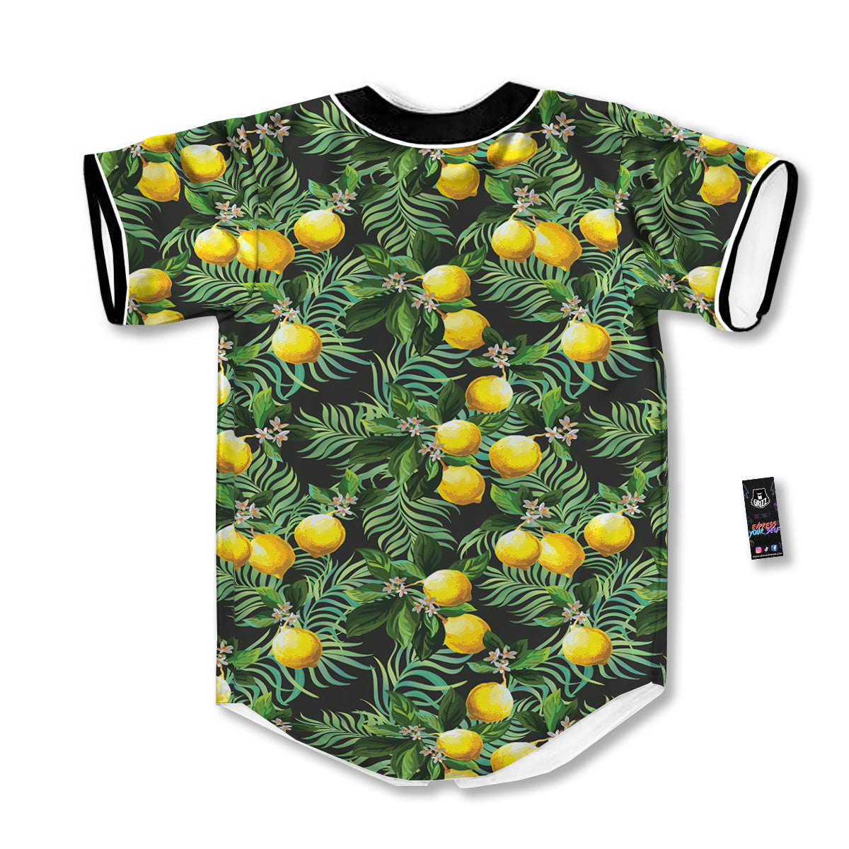 Lemon Tropical Print Pattern Baseball Jersey-grizzshop