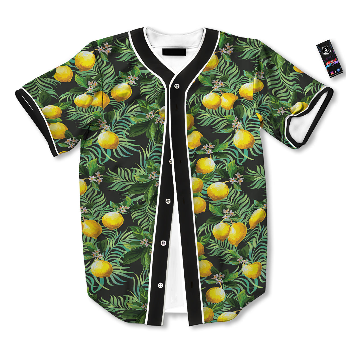 Lemon Tropical Print Pattern Baseball Jersey-grizzshop