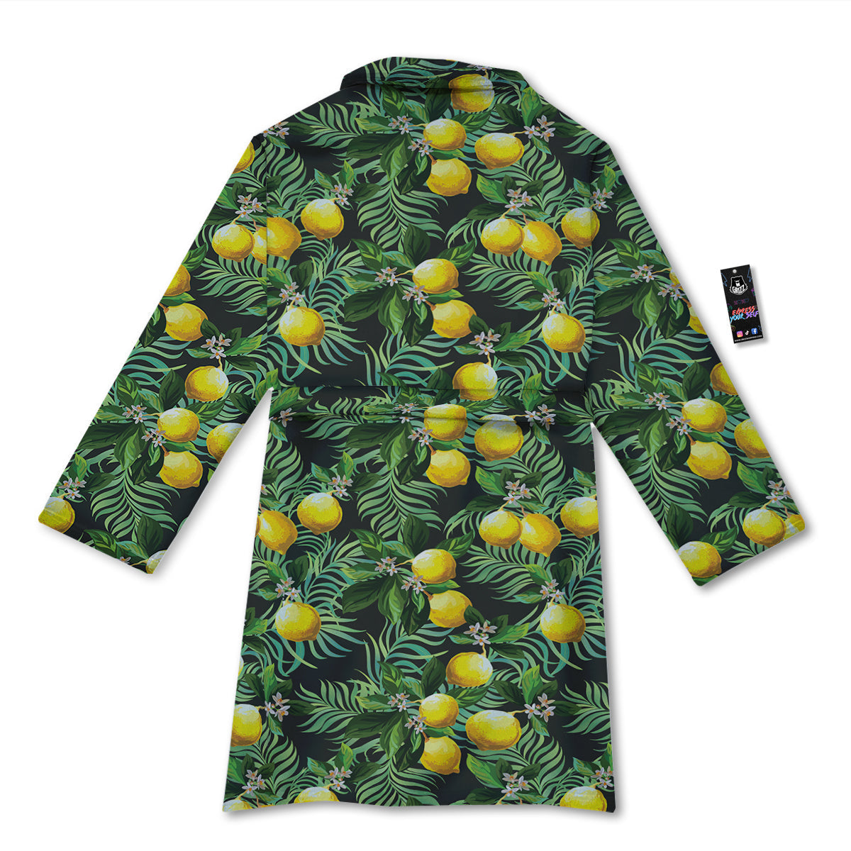 Lemon Tropical Print Pattern Bathrobe-grizzshop