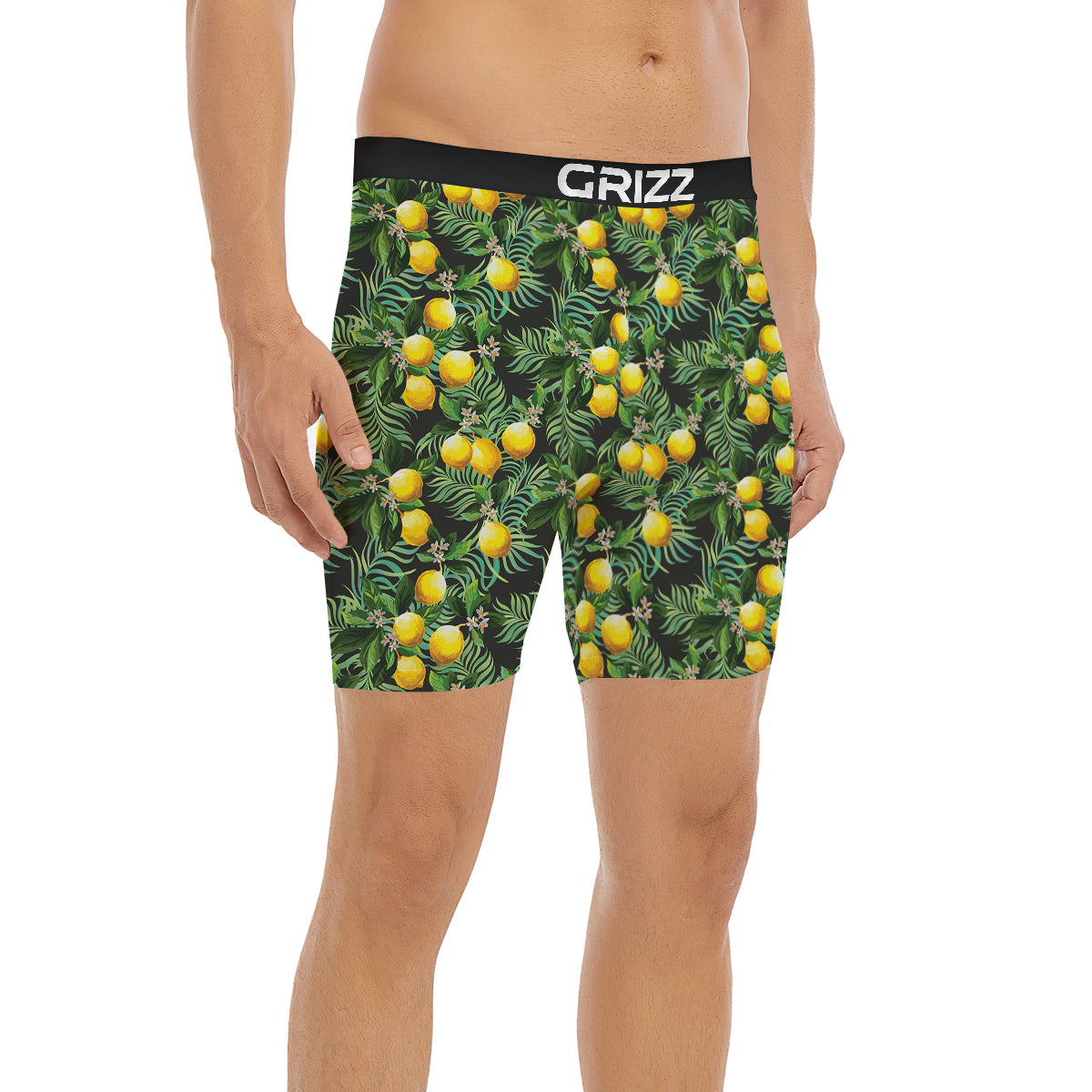 Lemon Tropical Print Pattern Boxer Briefs-grizzshop