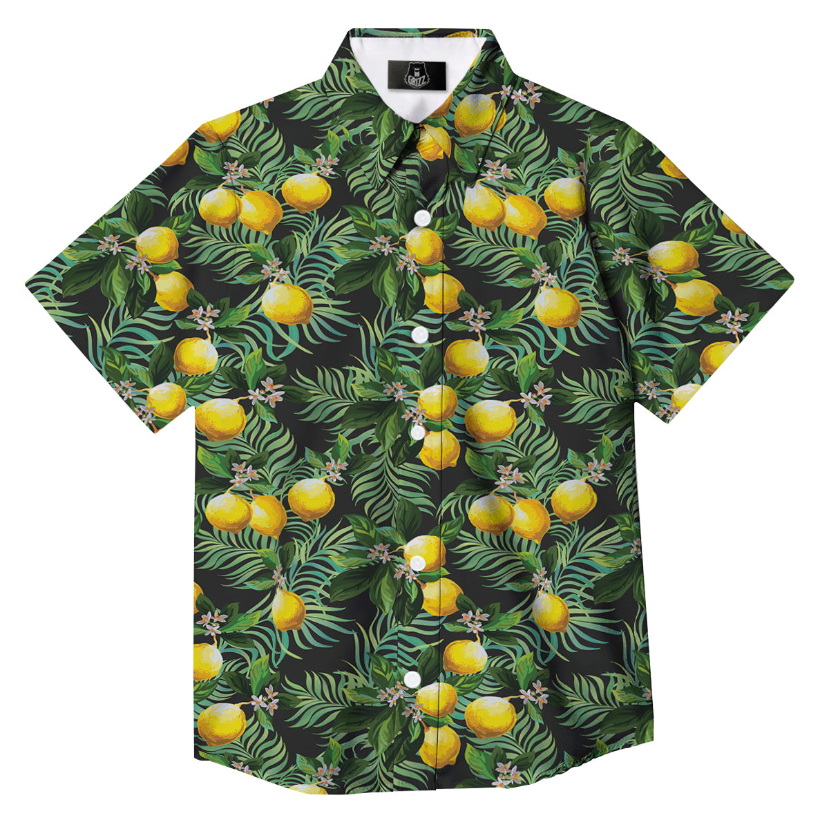 Lemon Tropical Print Pattern Button Up Shirt-grizzshop