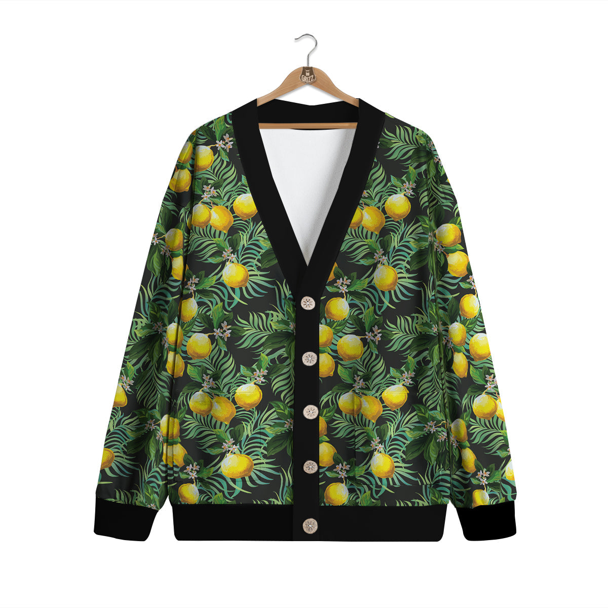 Lemon Tropical Print Pattern Cardigan-grizzshop