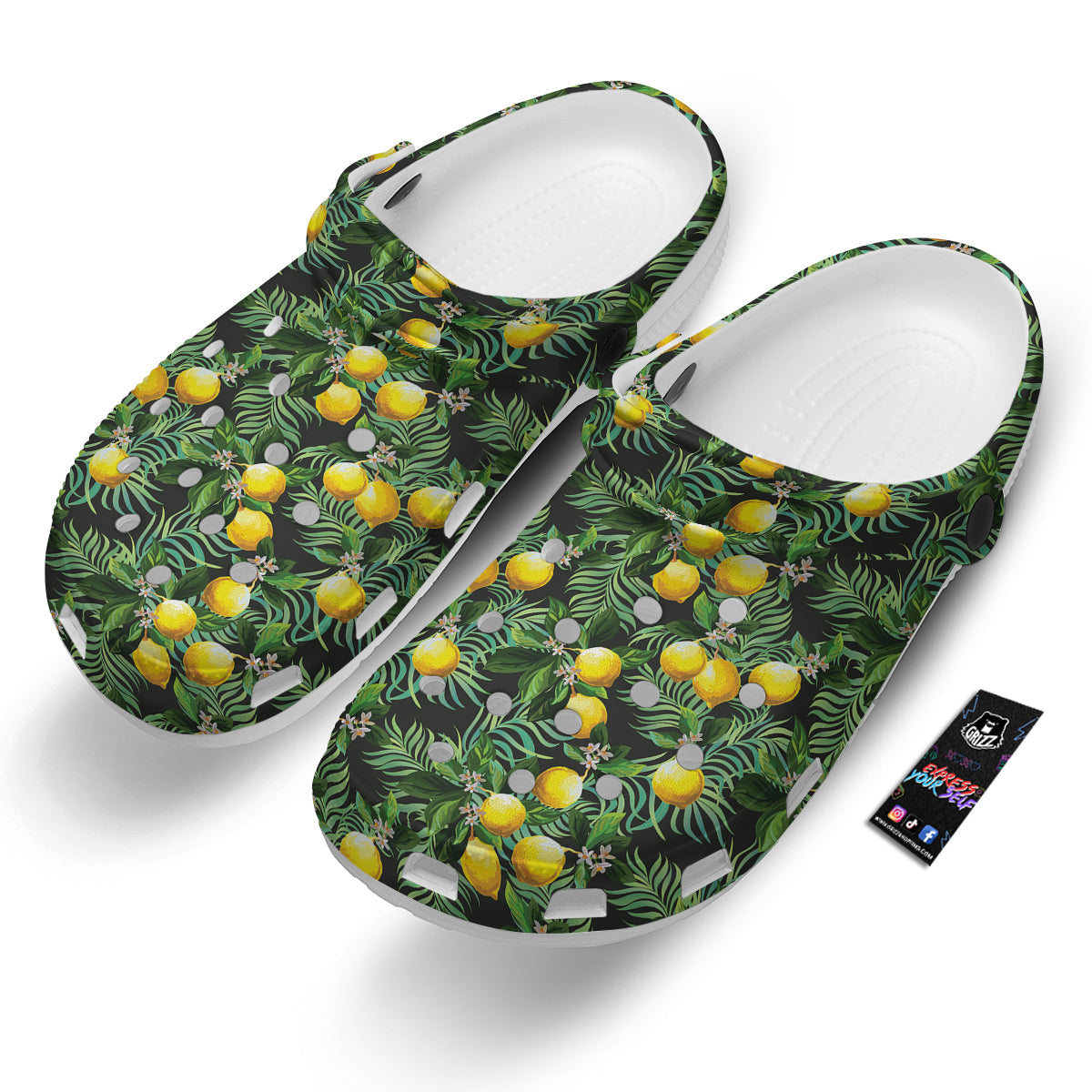 Lemon Tropical Print Pattern Clog-grizzshop