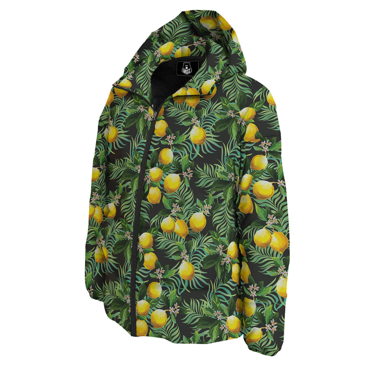 Lemon Tropical Print Pattern Down Jacket-grizzshop