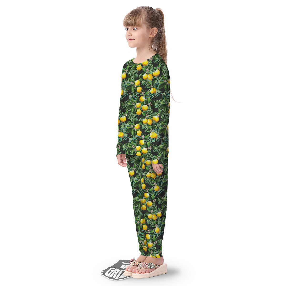 Lemon Tropical Print Pattern Kid's Pajamas-grizzshop