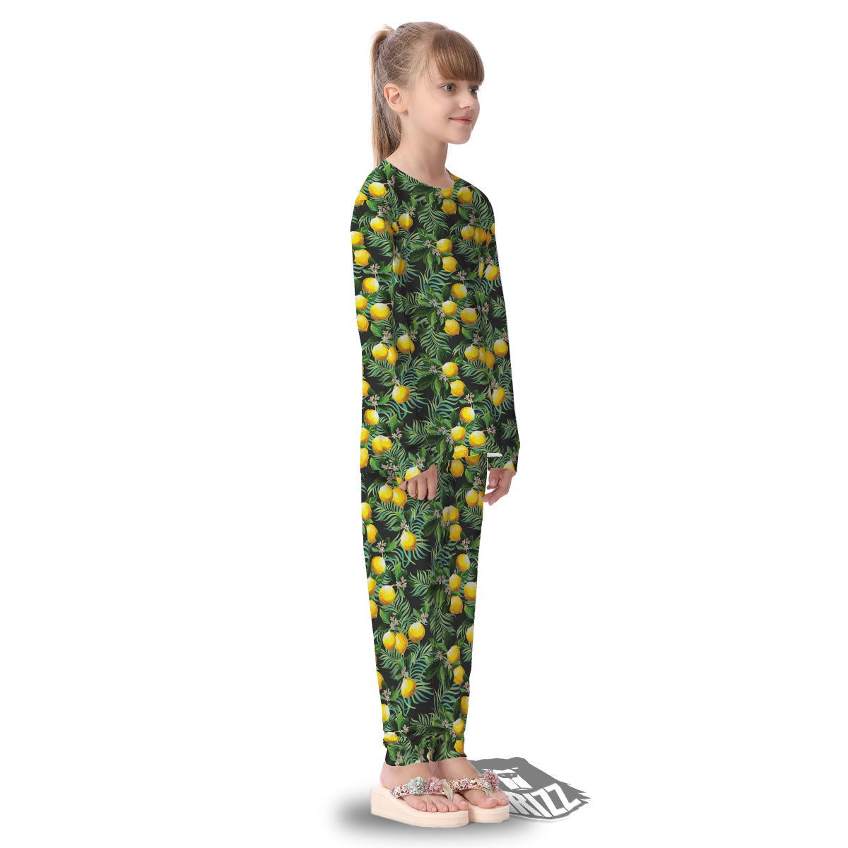 Lemon Tropical Print Pattern Kid's Pajamas-grizzshop