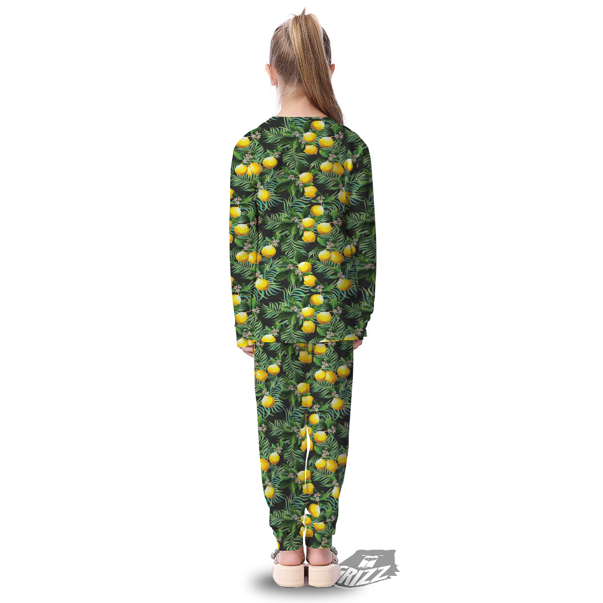 Lemon Tropical Print Pattern Kid's Pajamas-grizzshop