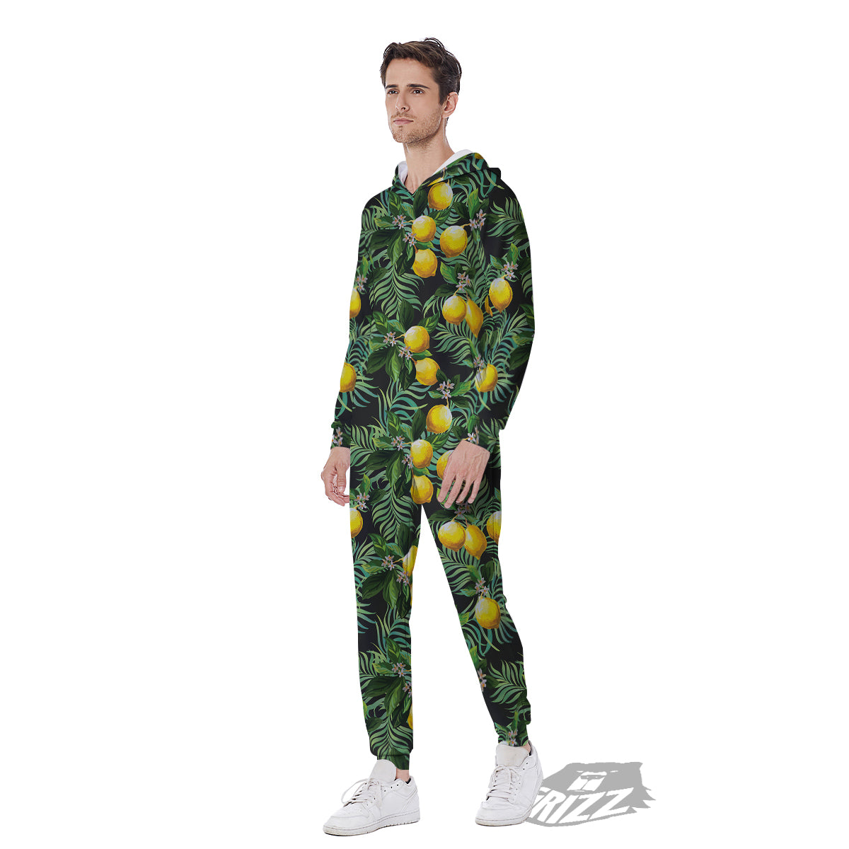 Lemon Tropical Print Pattern Men's Jumpsuit-grizzshop
