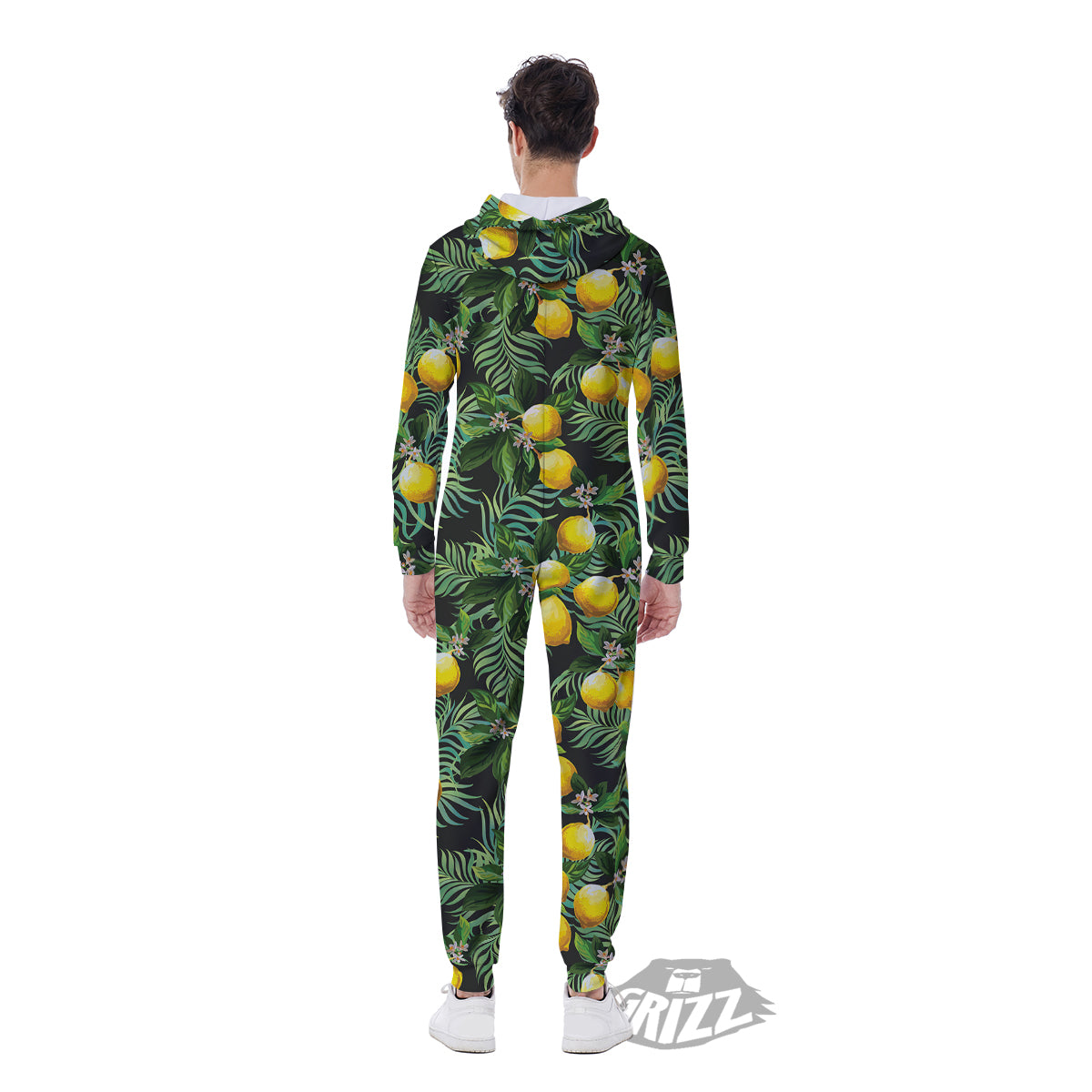 Lemon Tropical Print Pattern Men's Jumpsuit-grizzshop