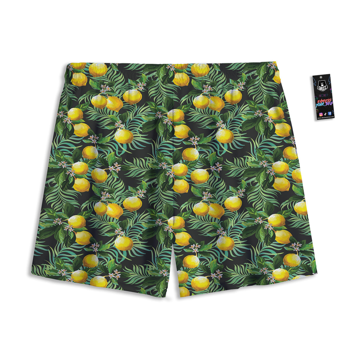 Lemon Tropical Print Pattern Mesh Shorts-grizzshop