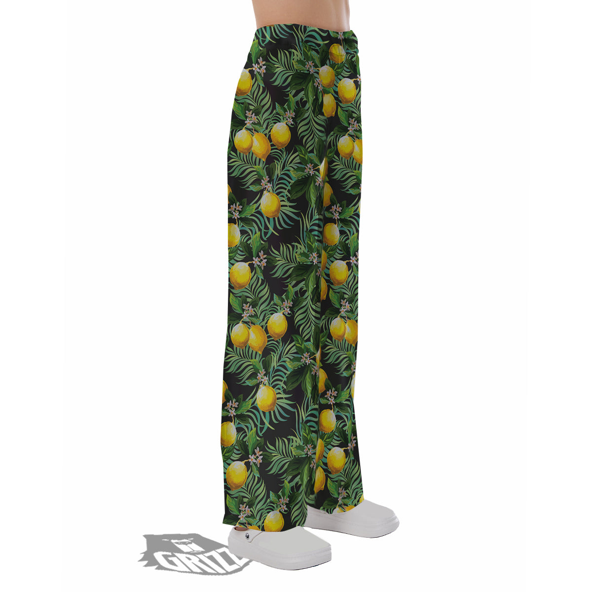 Lemon Tropical Print Pattern Pajama Pants-grizzshop