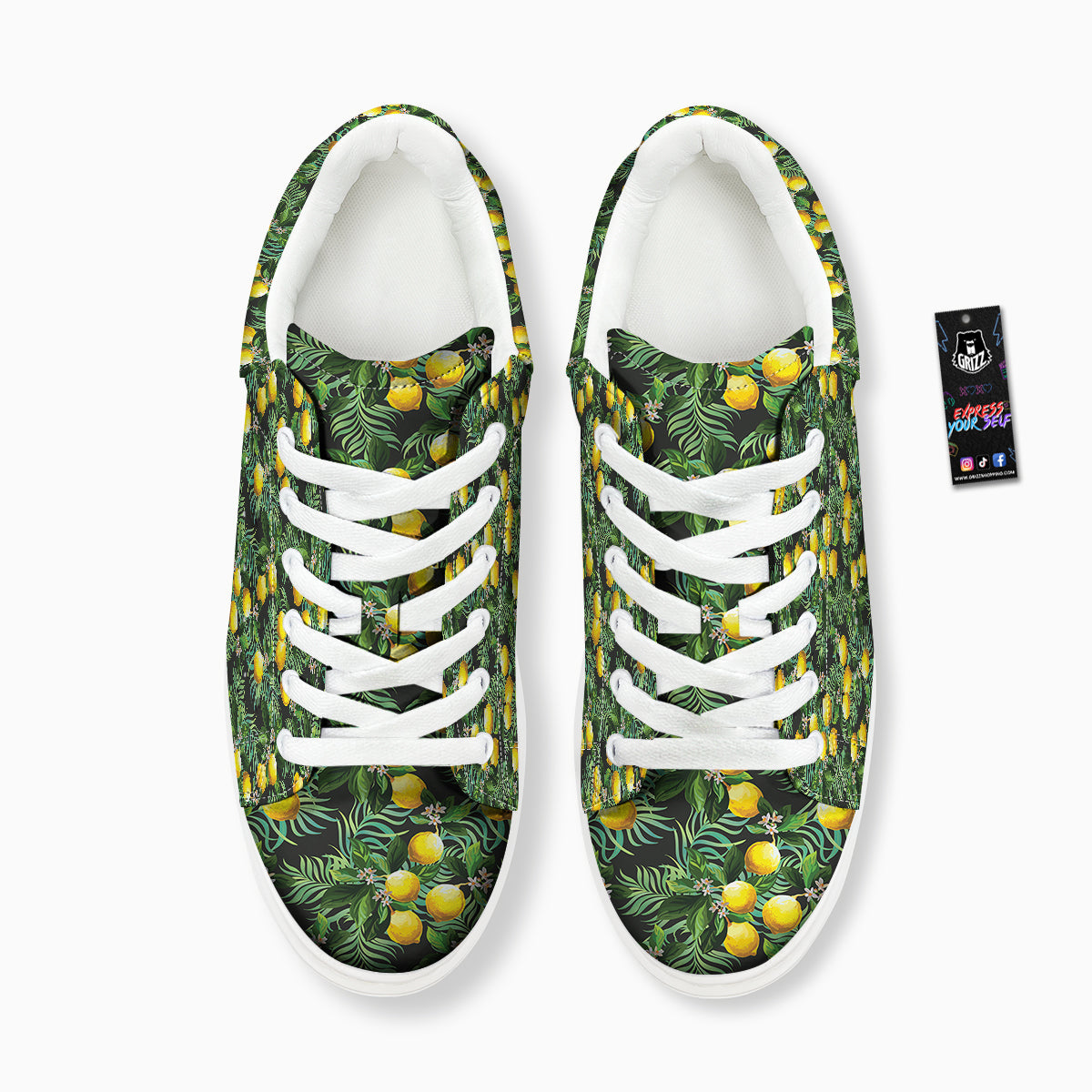 Lemon Tropical Print Pattern Platform Shoes-grizzshop