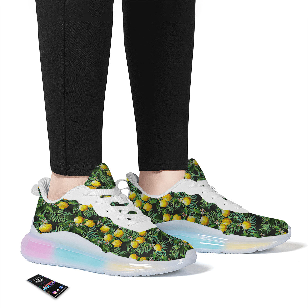 Lemon Tropical Print Pattern Running Sneakers-grizzshop