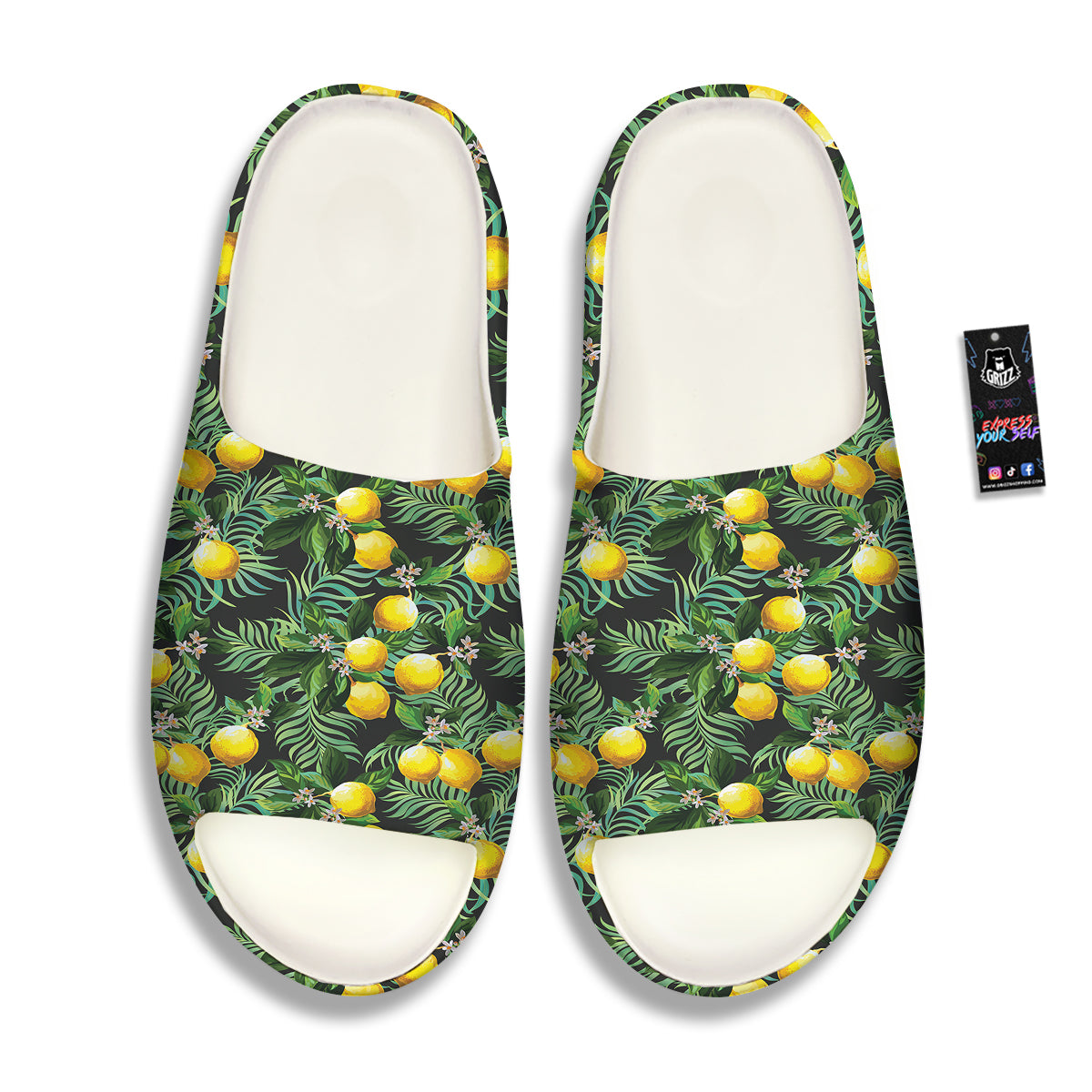 Lemon Tropical Print Pattern Sandals-grizzshop