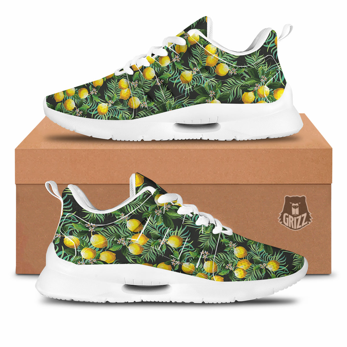 Lemon Tropical Print Pattern Tennis Shoes-grizzshop