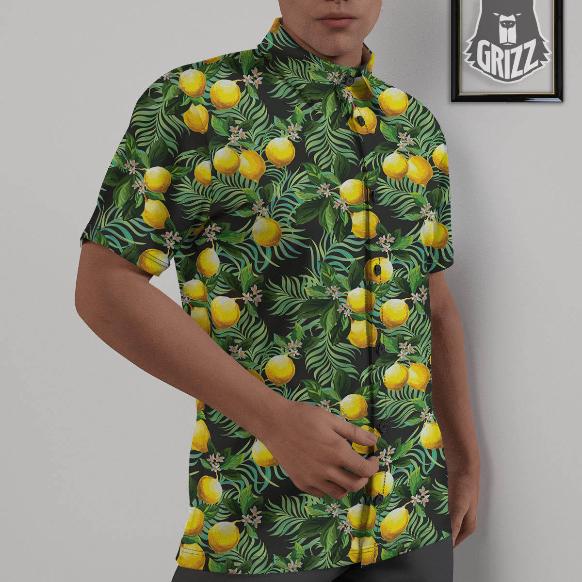 Lemon Tropical Print Pattern Untucked Shirts-grizzshop