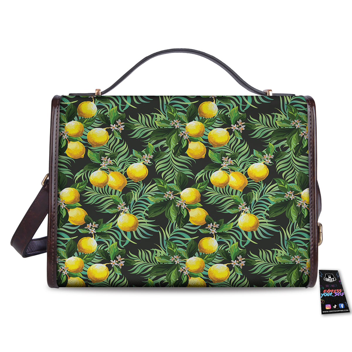 Lemon Tropical Print Pattern Women's Satchel Bag-grizzshop
