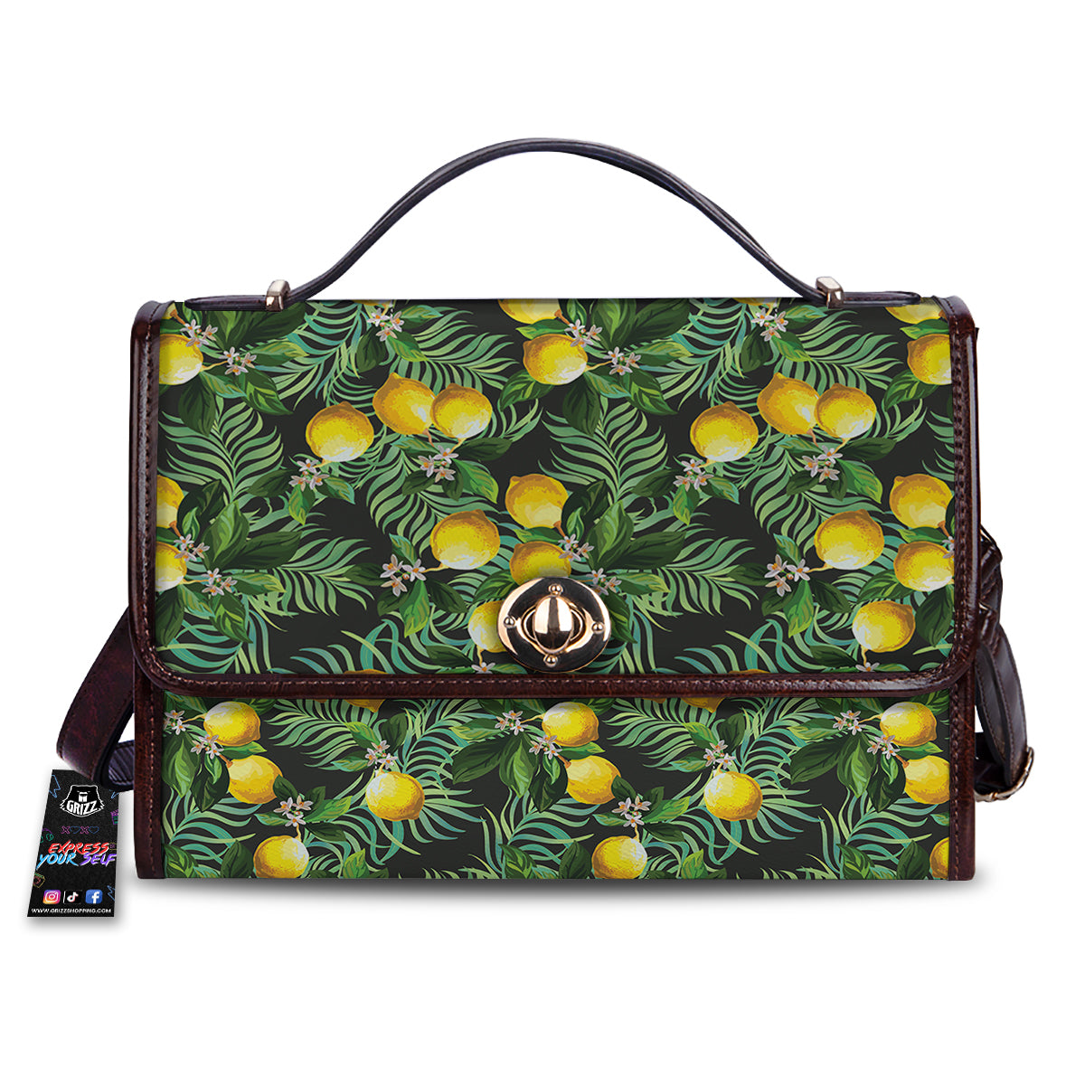 Lemon Tropical Print Pattern Women's Satchel Bag-grizzshop