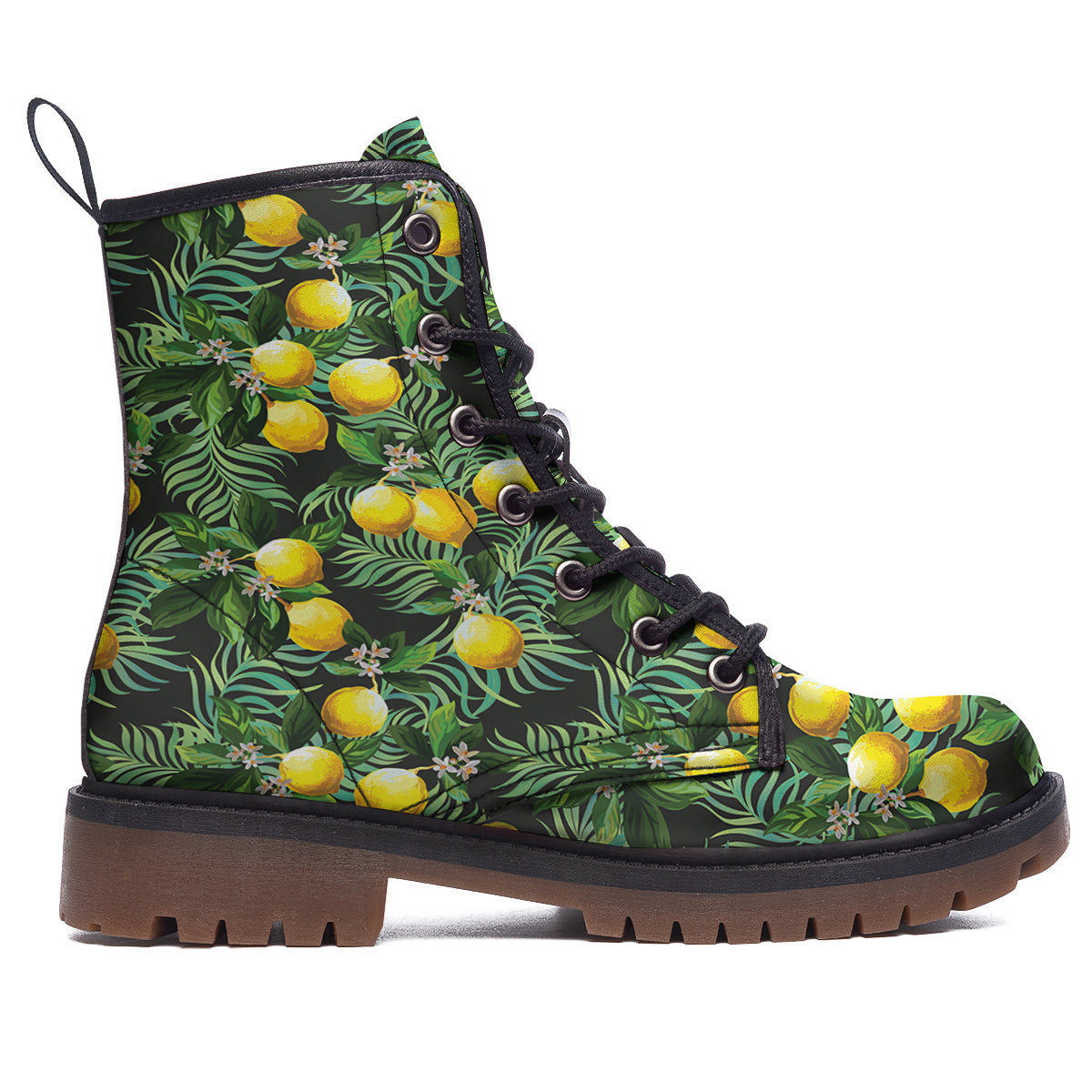 Lemon Tropical Print Pattern Work Boots-grizzshop