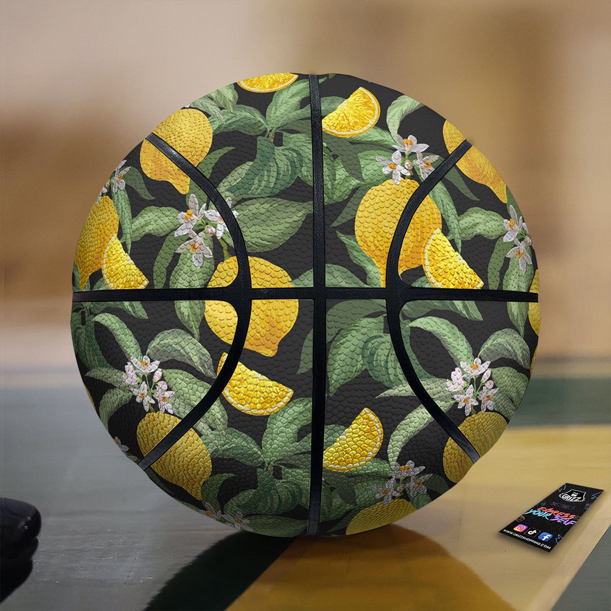 Lemon Yellow Print Pattern Basketball-grizzshop