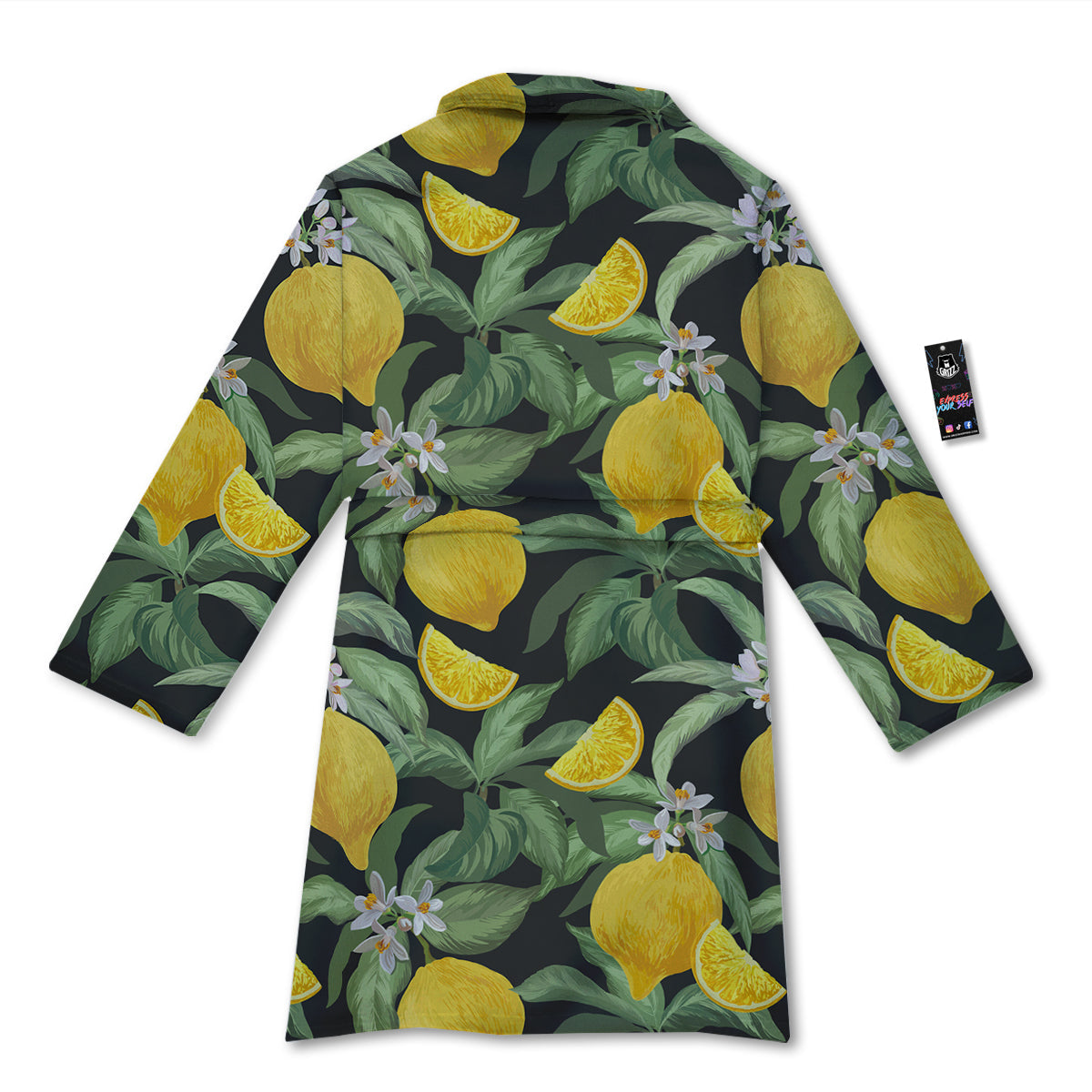 Lemon Yellow Print Pattern Bathrobe-grizzshop