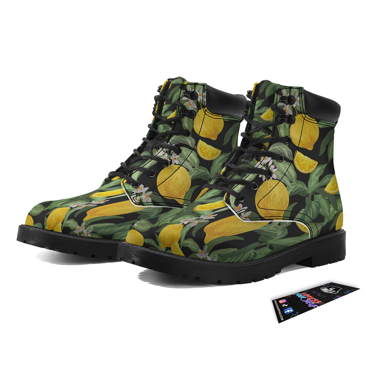 Lemon Yellow Print Pattern Boots-grizzshop