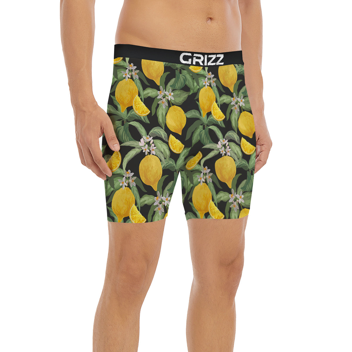 Lemon Yellow Print Pattern Boxer Briefs-grizzshop