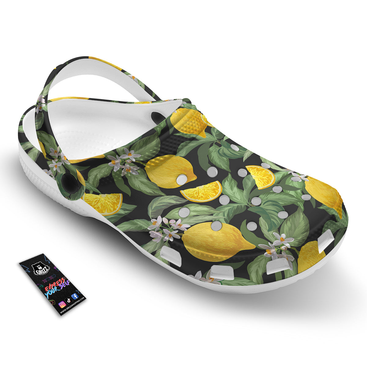 Lemon Yellow Print Pattern Clog-grizzshop