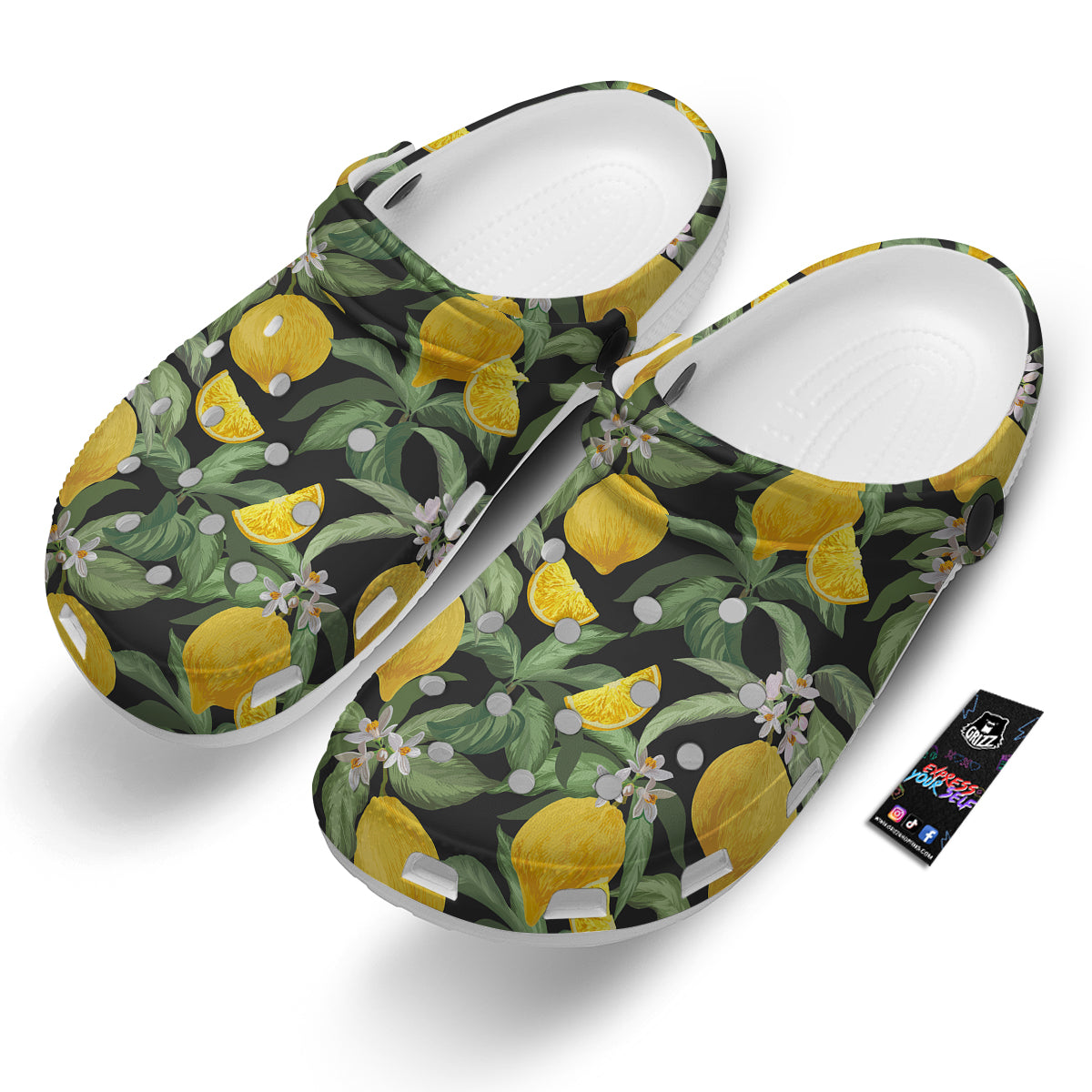 Lemon Yellow Print Pattern Clog-grizzshop