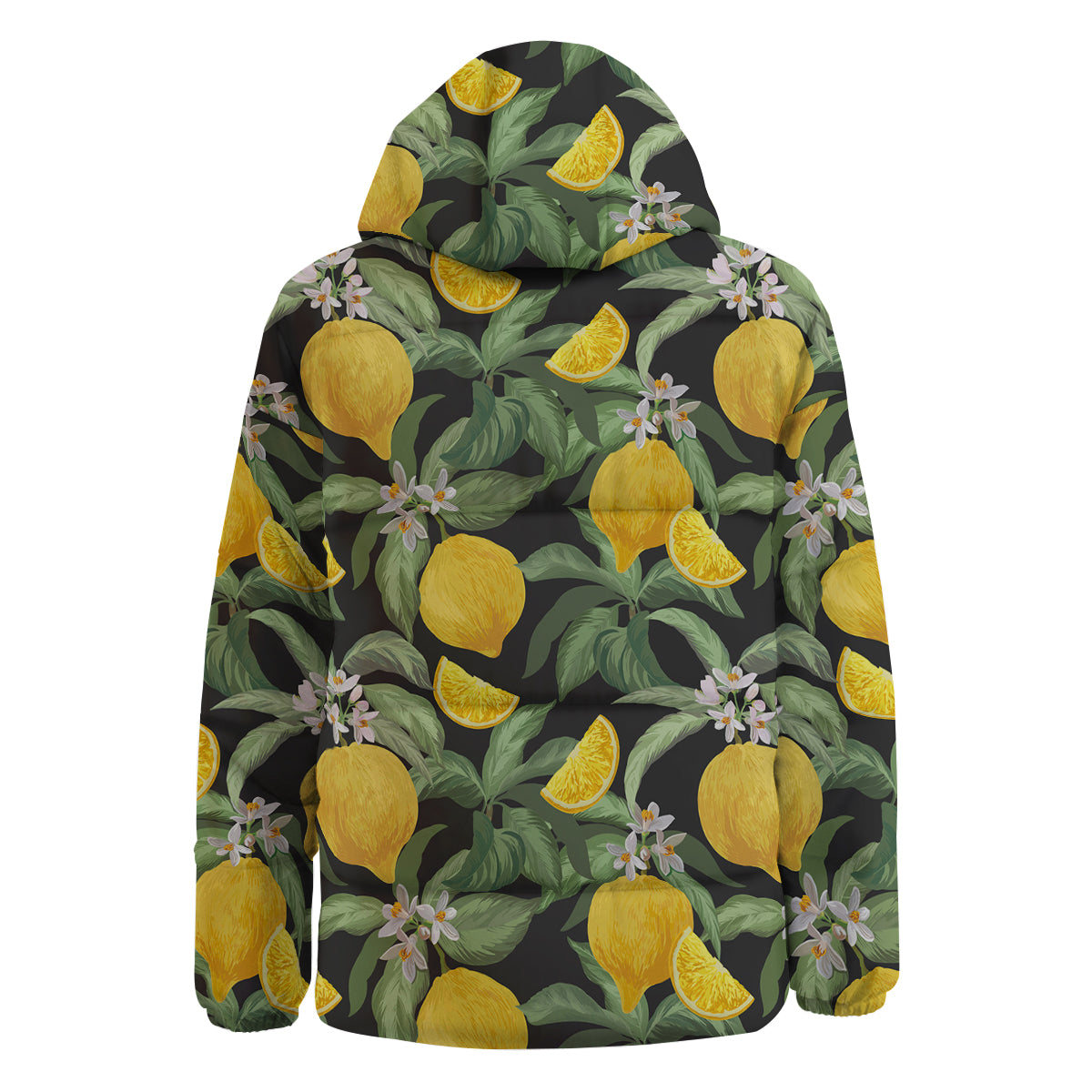 Lemon Yellow Print Pattern Down Jacket-grizzshop