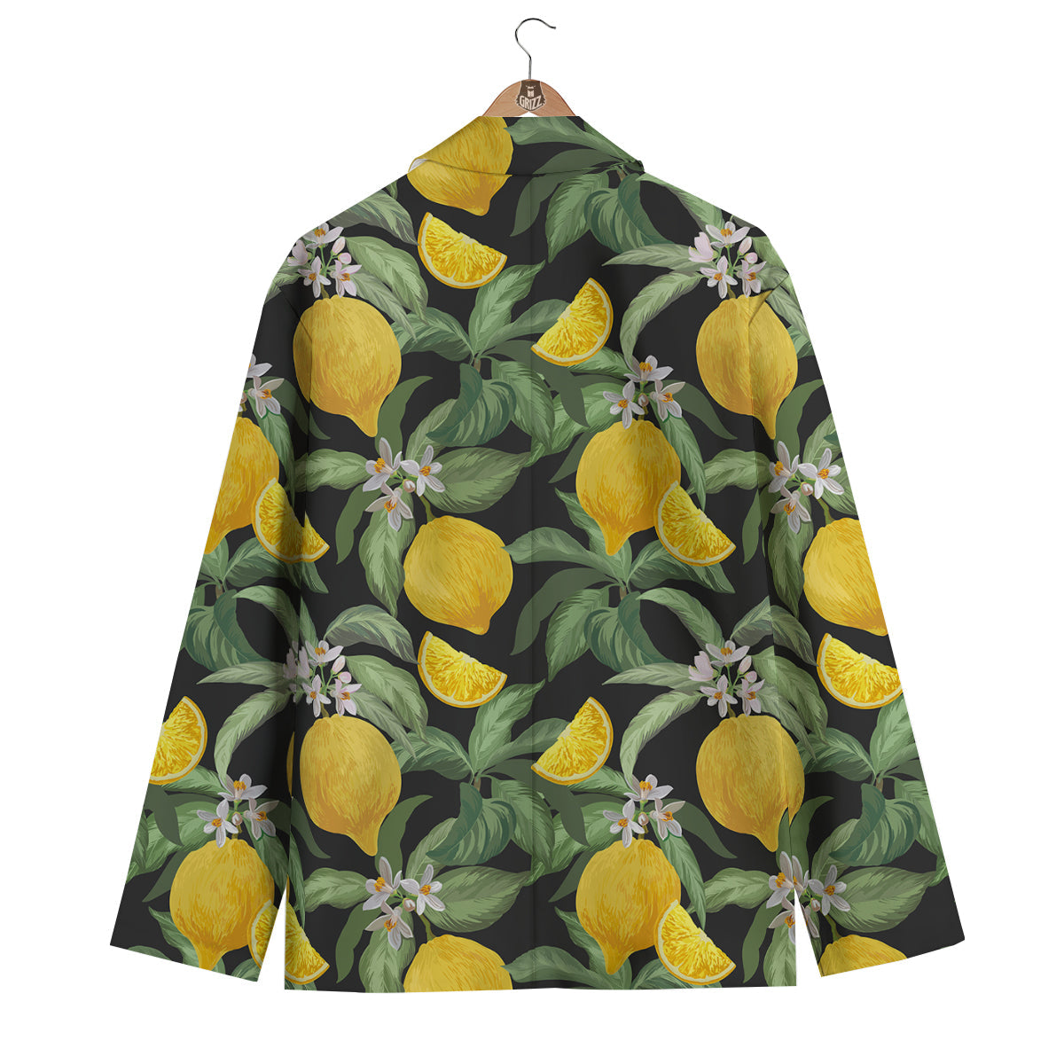 Lemon Yellow Print Pattern Men's Blazer-grizzshop