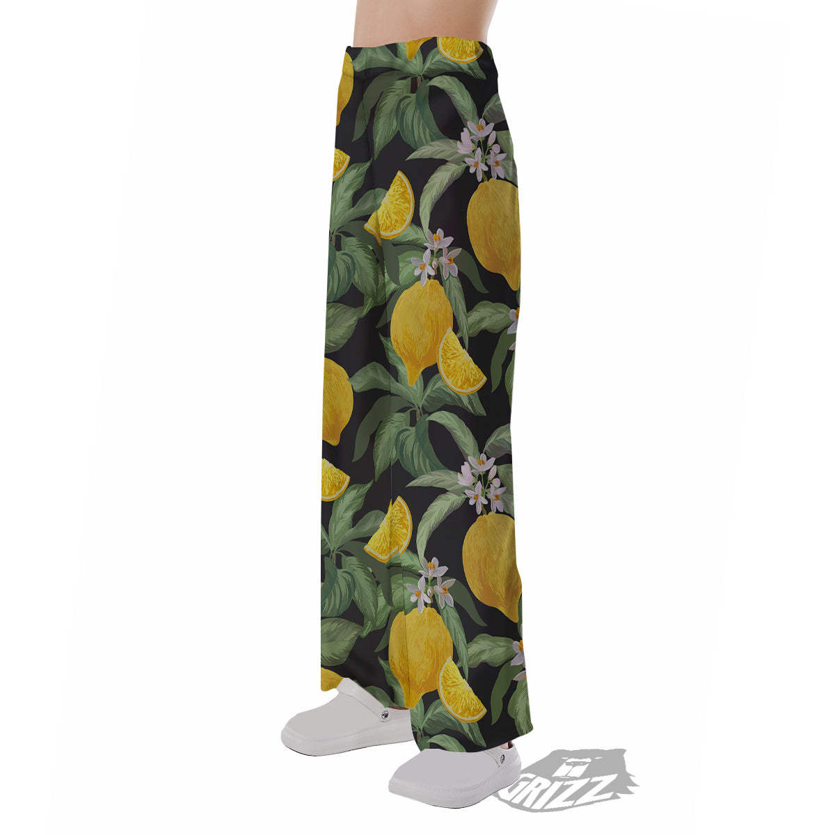 Lemon Yellow Print Pattern Pajama Pants-grizzshop