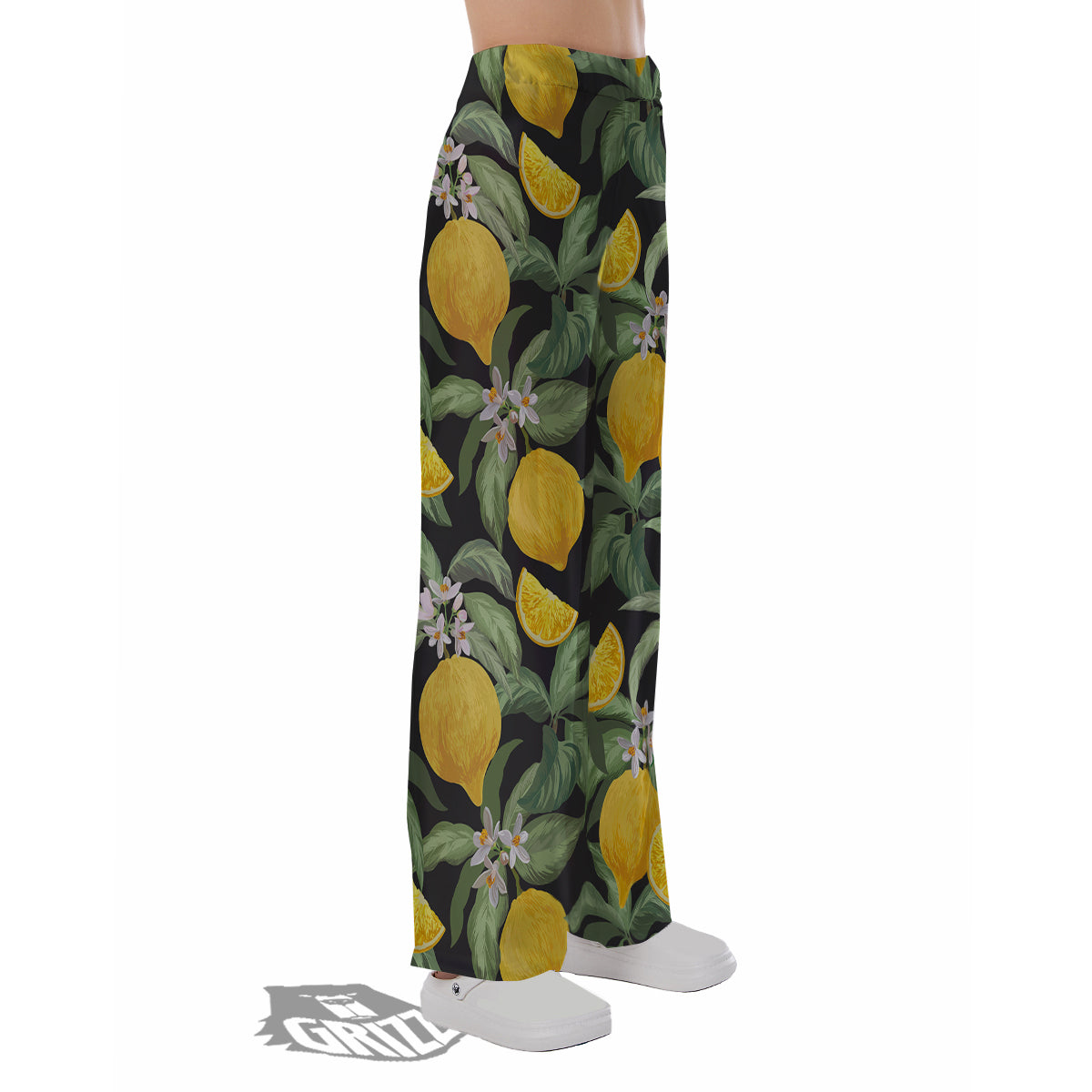 Lemon Yellow Print Pattern Pajama Pants-grizzshop