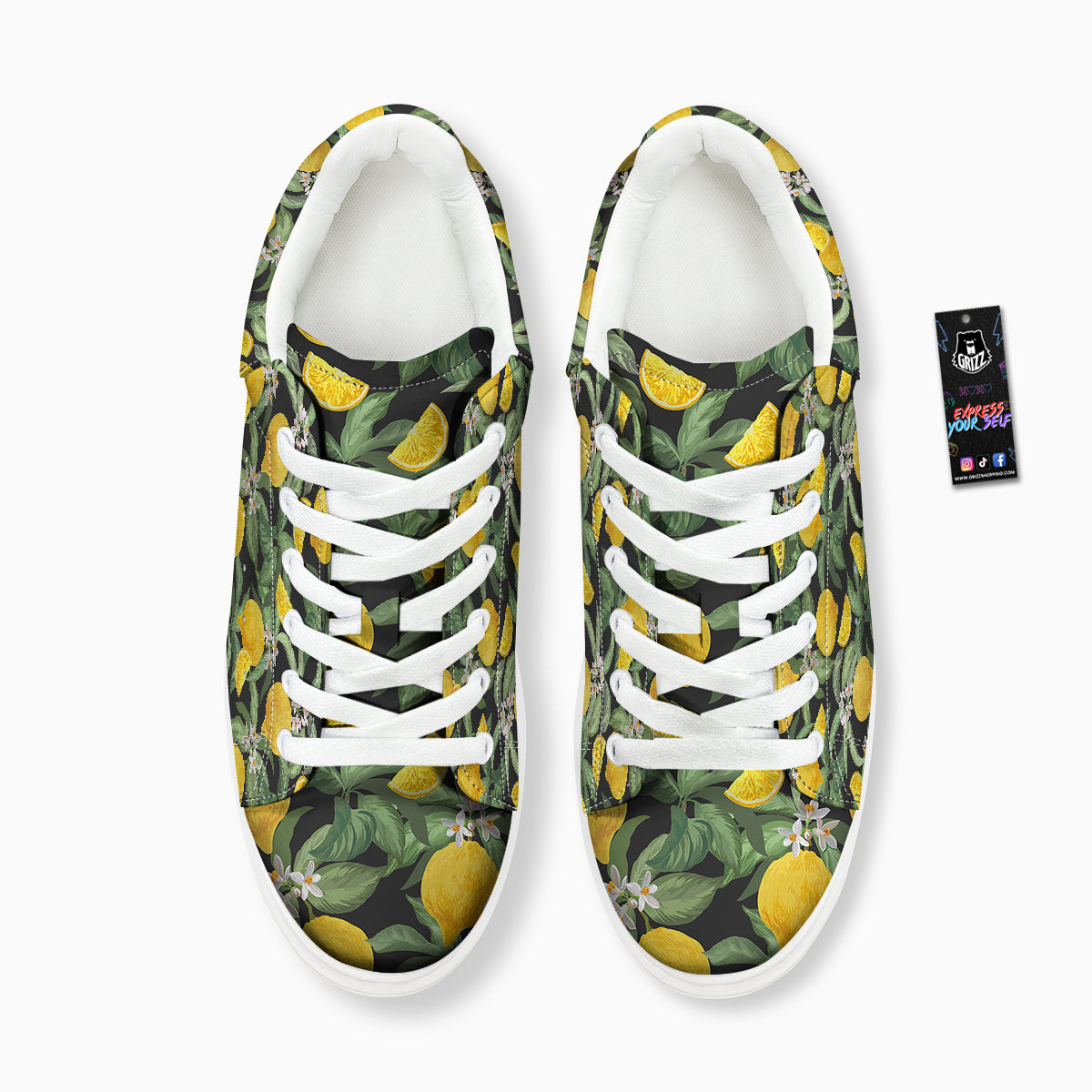 Lemon Yellow Print Pattern Platform Shoes-grizzshop