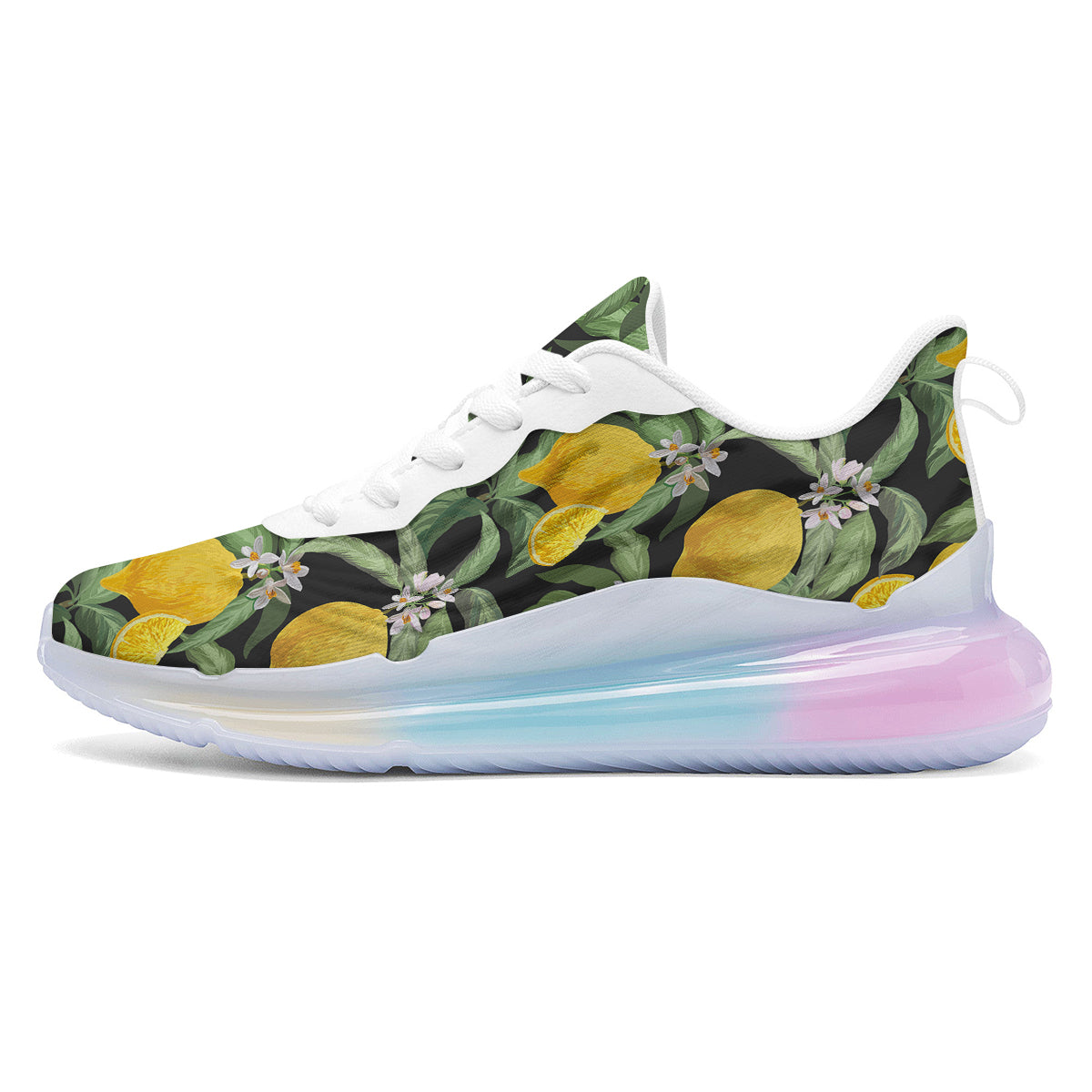 Lemon Yellow Print Pattern Running Sneakers-grizzshop