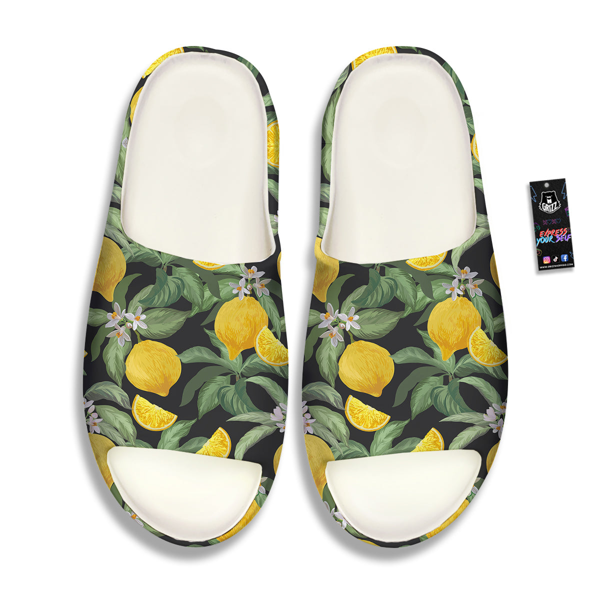 Lemon Yellow Print Pattern Sandals-grizzshop