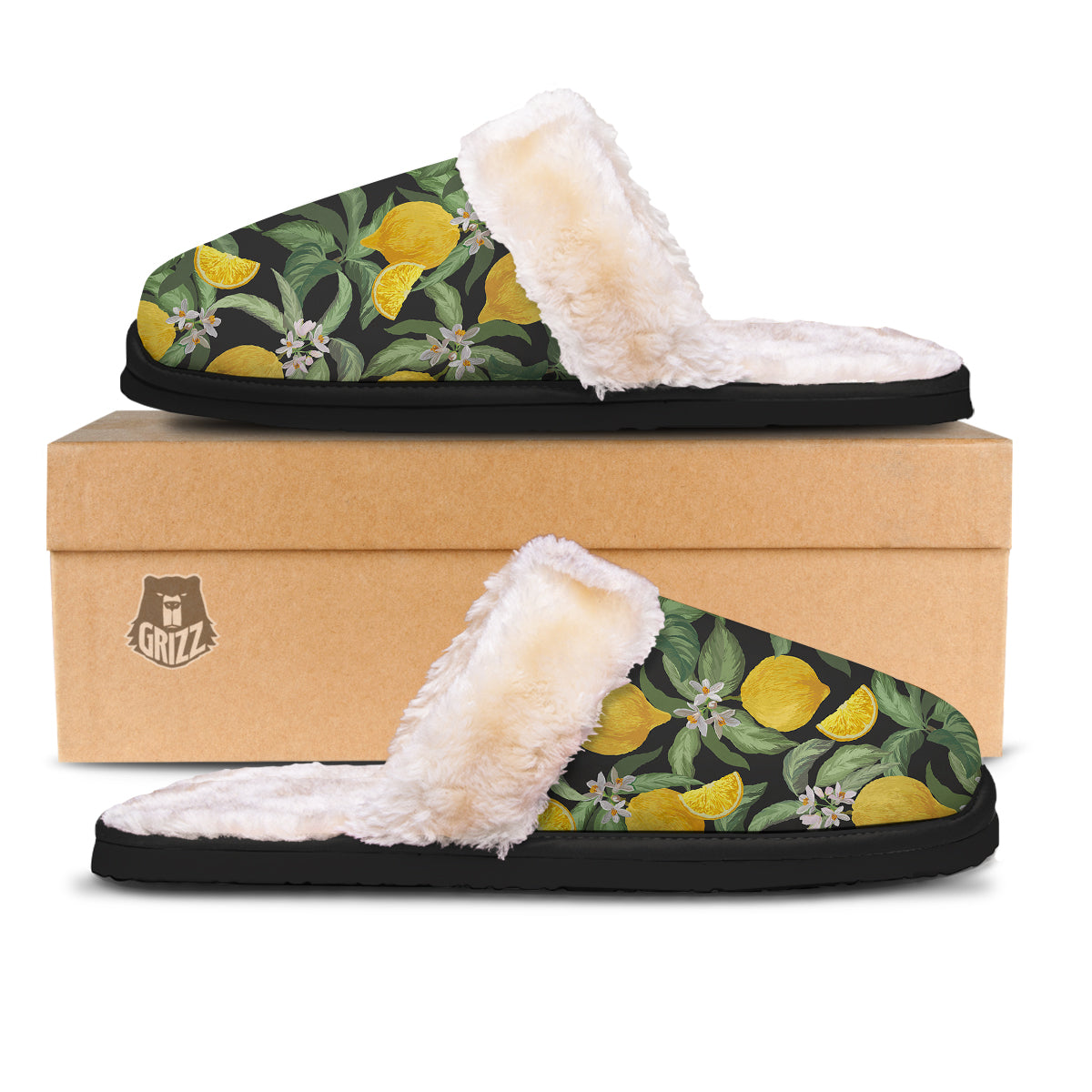 Lemon Yellow Print Pattern Slippers-grizzshop