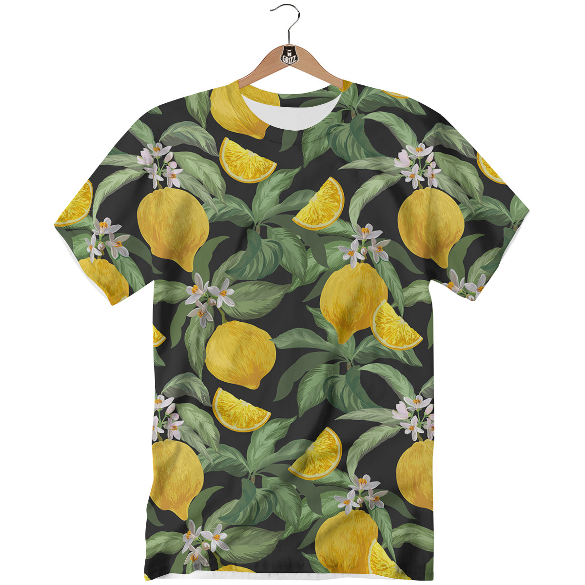 Lemon Yellow Print Pattern T-Shirt-grizzshop