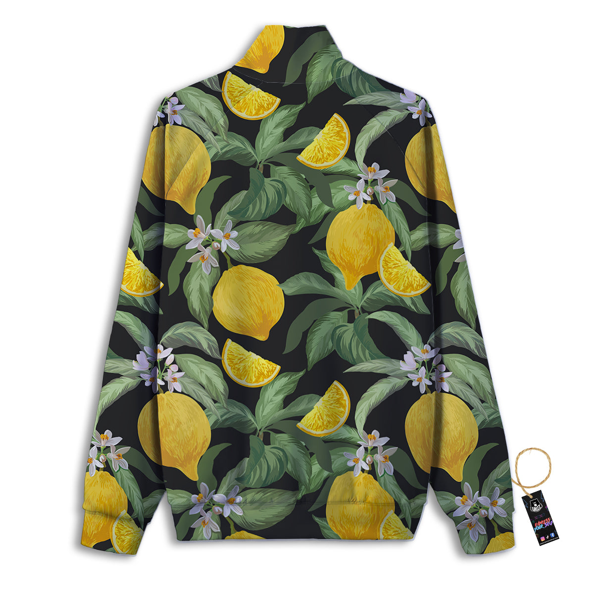Lemon Yellow Print Pattern Track Jacket-grizzshop
